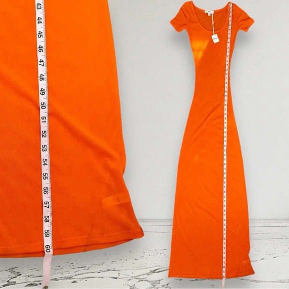 RARE NWT KHY BY KYLIE JENNER Mesh Scoop Neck Maxi Dress Orange Size S - Picture 4 of 10